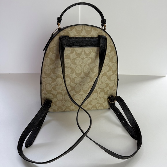 Coach Jordyn Backpack In Blocked Signature Canvas Gold Light Khaki Brown Multi - Picture 6 of 16